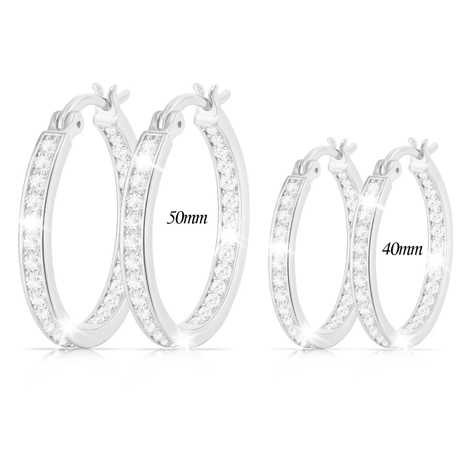 2 Pairs Big Large Extra Chunky White Gold S925 Sterling Silver Hoop Earrings for Women,Hypoallergenic 4Mm Thick Silver Hoop Earrings Set 30/40MM Girlfriend Mother'S Day Jewelry Gift - Image 9
