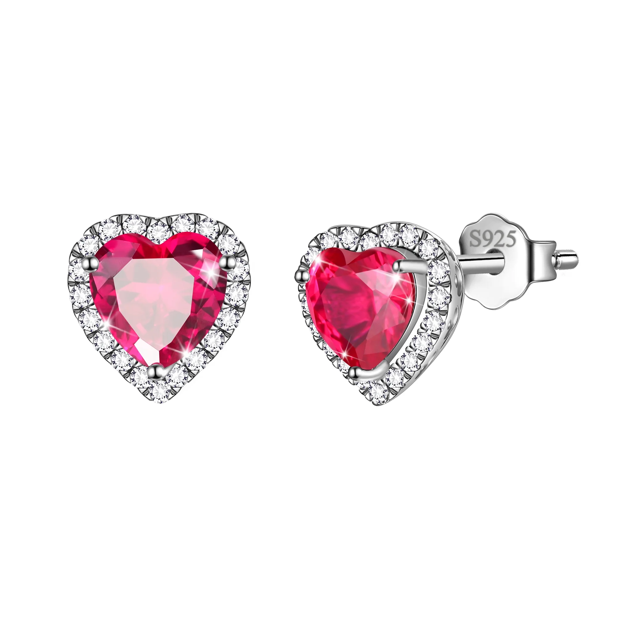 Pink Heart Earrings Women October Birthstone Earrings Tourmaline CZ 925 Sterling Silver Stud Earrings Crystal Jewelry Birthday Mother'S Day Gifts - Image 12