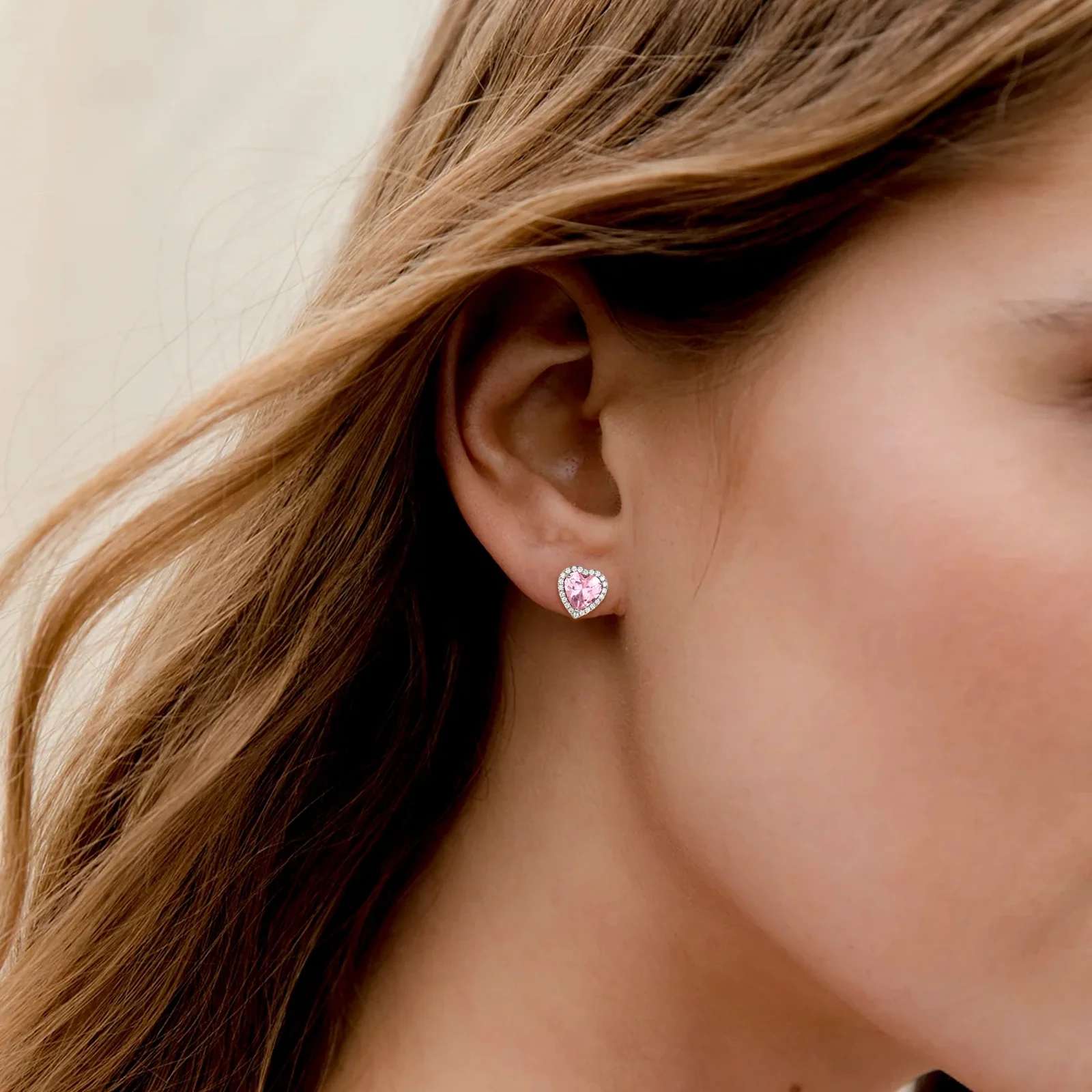 Pink Heart Earrings Women October Birthstone Earrings Tourmaline CZ 925 Sterling Silver Stud Earrings Crystal Jewelry Birthday Mother'S Day Gifts - Image 2