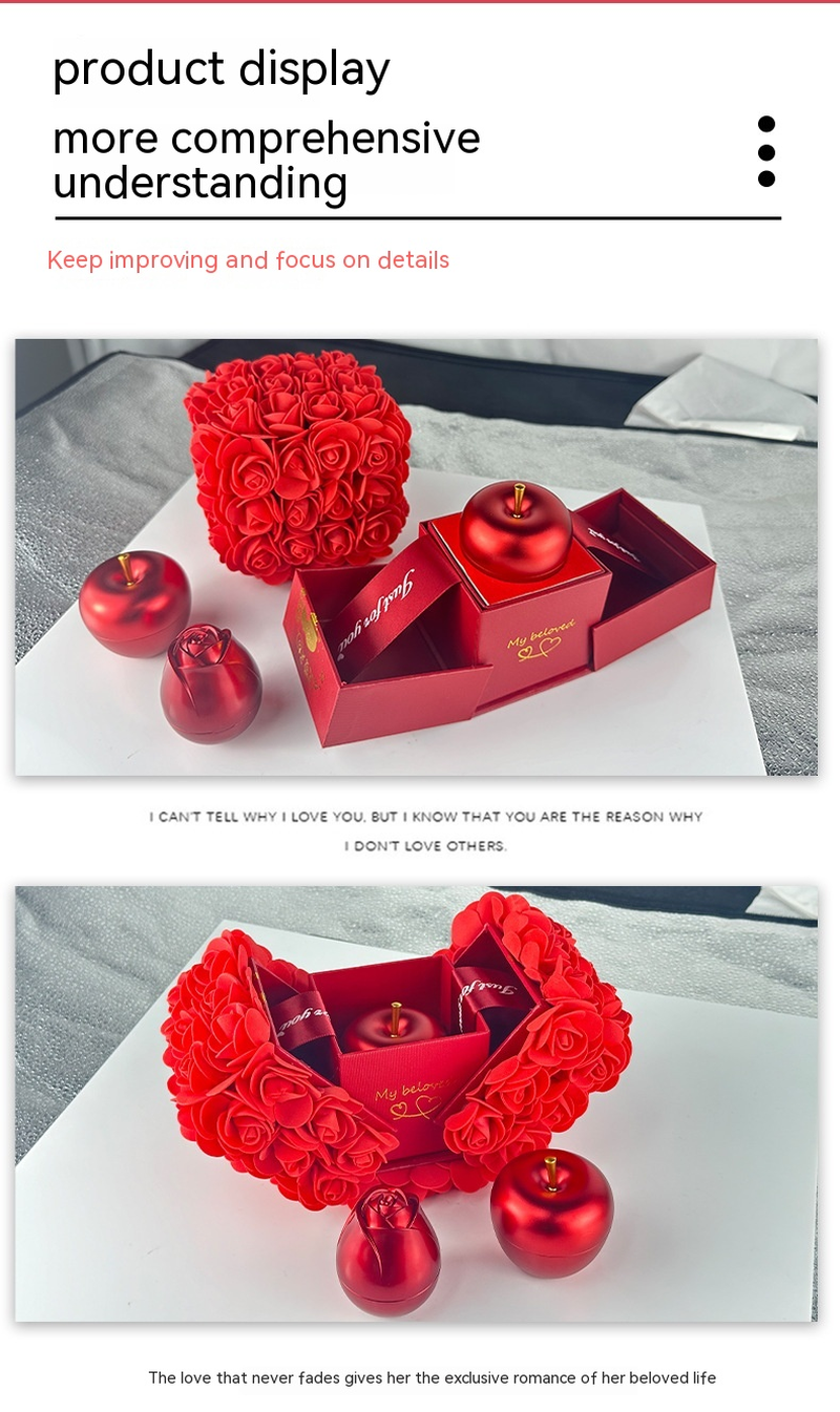Valentines Day Gift Soap Rose Gift Box Crystal Pendant Necklace Eternal Flower Jewelry Box Set Wedding Birthday Gift for Girlfriend - Image 11