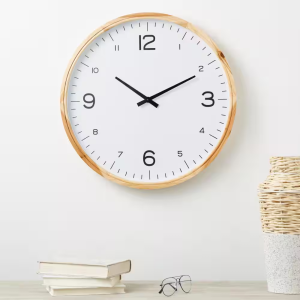 23 In. X 23 In. Light Brown Wood Wall Clock with White Backing