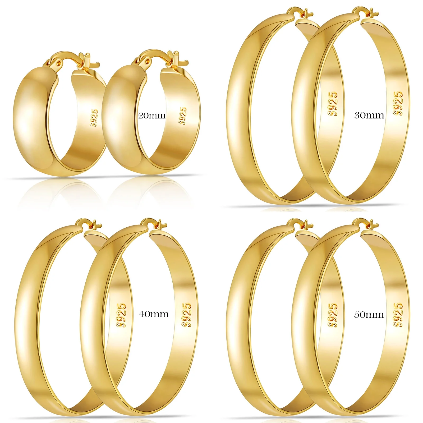 2 Pairs Big Large Extra Chunky White Gold S925 Sterling Silver Hoop Earrings for Women,Hypoallergenic 4Mm Thick Silver Hoop Earrings Set 30/40MM Girlfriend Mother'S Day Jewelry Gift - Image 11