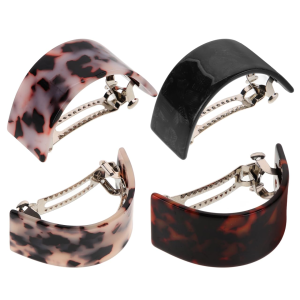 4Pcs Tortoise Shell Barrettes - No Slip Semi Circle Crab Ponytail Holders, Spring Clips for Miss Minimalist Decor