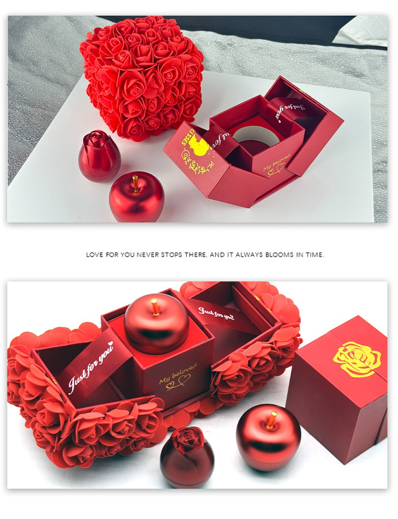 Valentines Day Gift Soap Rose Gift Box Crystal Pendant Necklace Eternal Flower Jewelry Box Set Wedding Birthday Gift for Girlfriend - Image 9