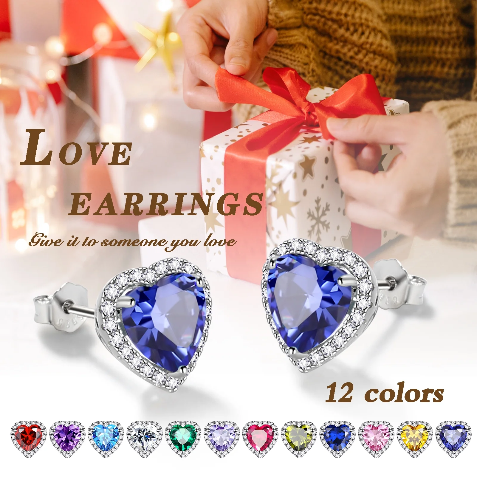 Pink Heart Earrings Women October Birthstone Earrings Tourmaline CZ 925 Sterling Silver Stud Earrings Crystal Jewelry Birthday Mother'S Day Gifts - Image 5