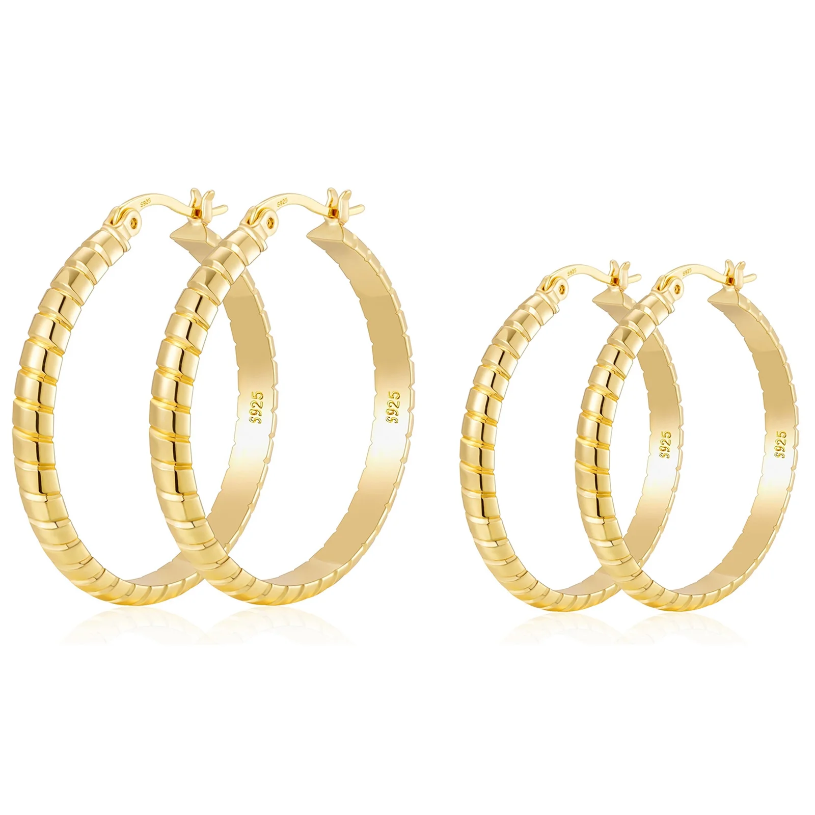 2 Pairs Big Large Extra Chunky White Gold S925 Sterling Silver Hoop Earrings for Women,Hypoallergenic 4Mm Thick Silver Hoop Earrings Set 30/40MM Girlfriend Mother'S Day Jewelry Gift - Image 10