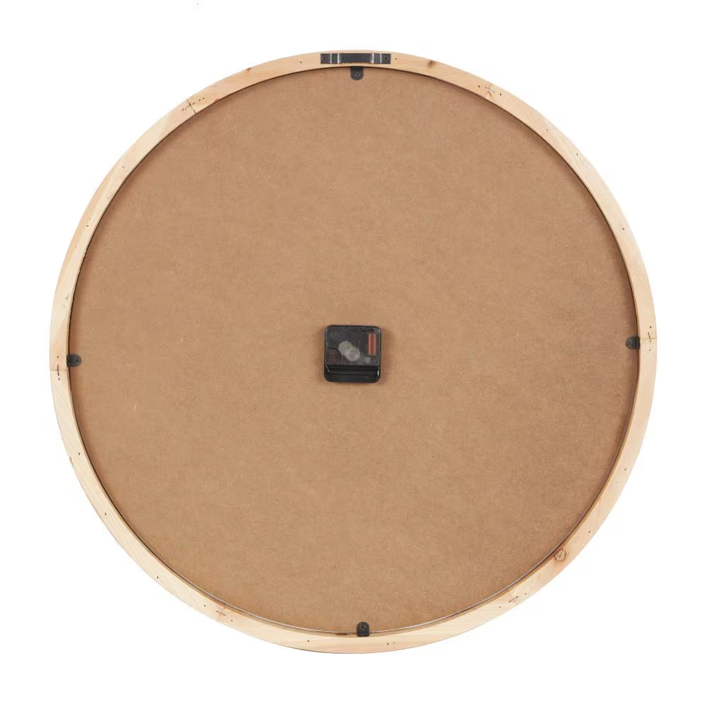 23 In. X 23 In. Light Brown Wood Wall Clock with White Backing - Image 4