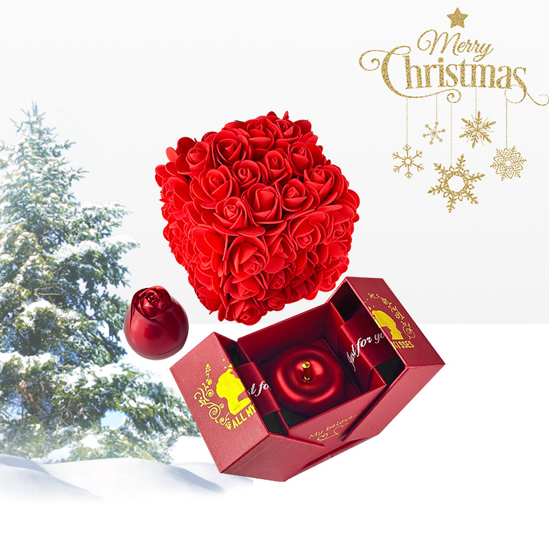 Valentines Day Gift Soap Rose Gift Box Crystal Pendant Necklace Eternal Flower Jewelry Box Set Wedding Birthday Gift for Girlfriend - Image 6