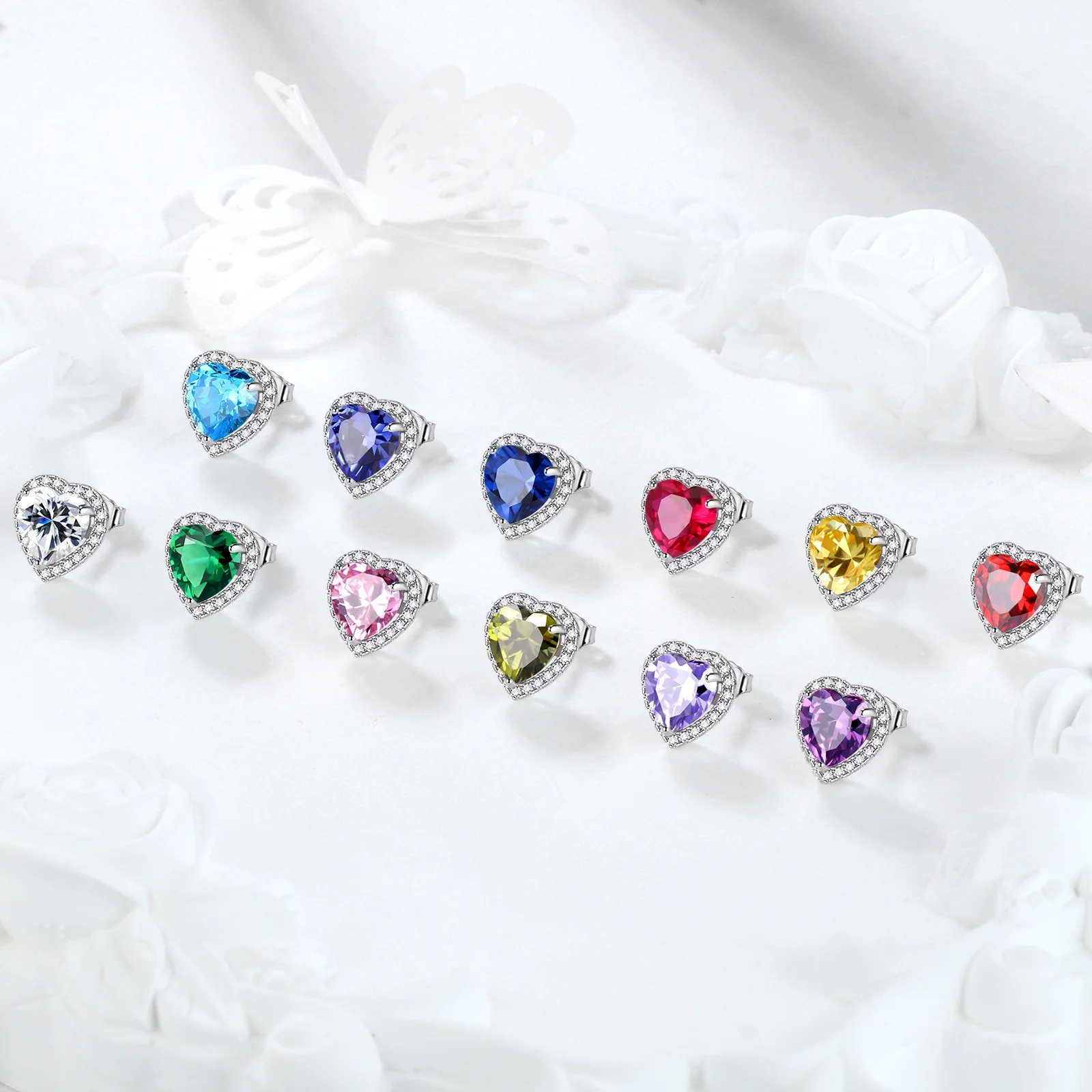Pink Heart Earrings Women October Birthstone Earrings Tourmaline CZ 925 Sterling Silver Stud Earrings Crystal Jewelry Birthday Mother'S Day Gifts - Image 3