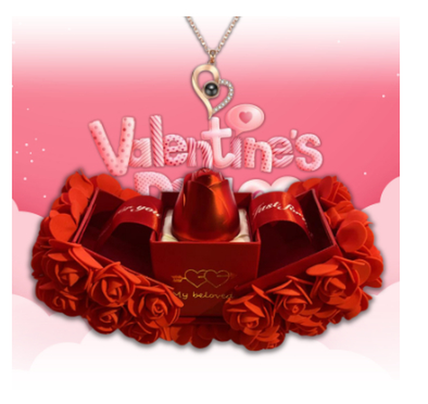 Valentines Day Gift Soap Rose Gift Box Crystal Pendant Necklace Eternal Flower Jewelry Box Set Wedding Birthday Gift for Girlfriend - Image 2